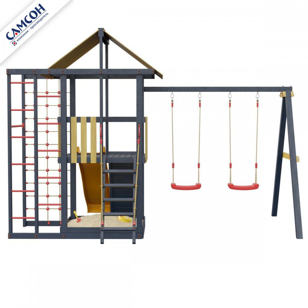 Детская деревянная игровая площадка Самсон Сибирика Спорт (Indigo-Ochre)