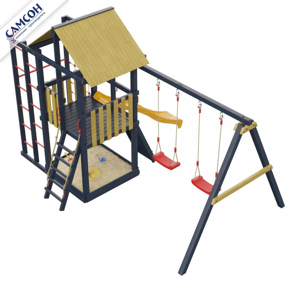 Детская деревянная игровая площадка Самсон Сибирика Спорт (Indigo-Ochre)