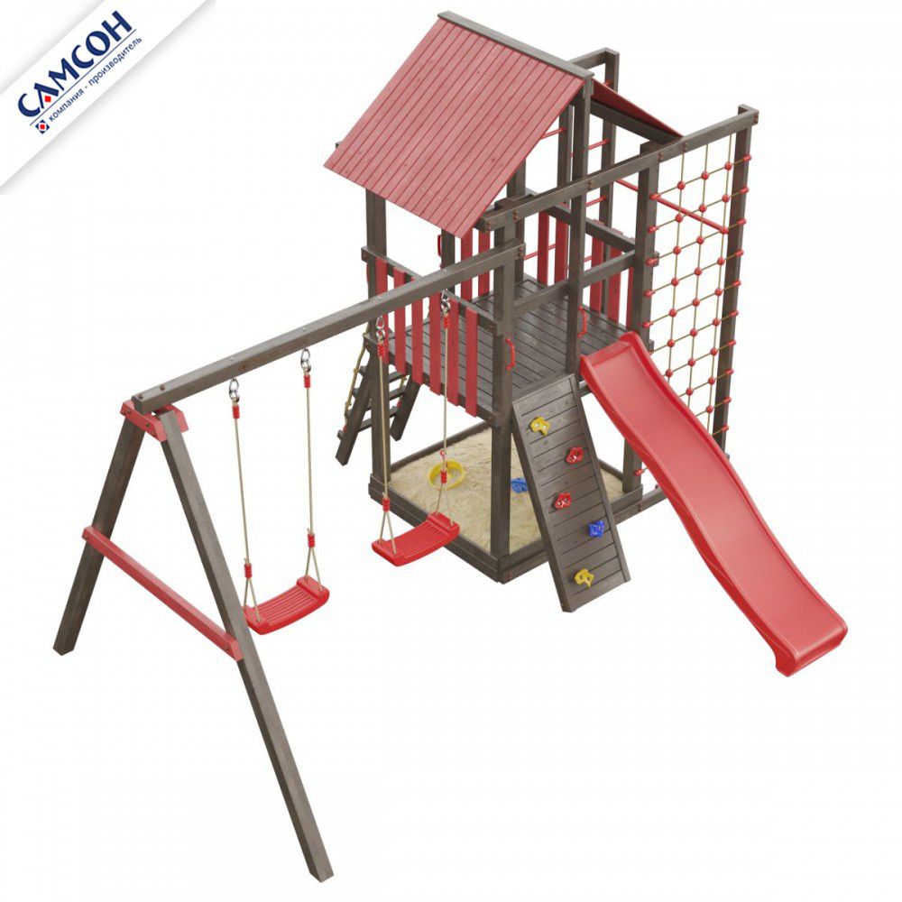 Детская деревянная игровая площадка Самсон Сибирика Спорт (Umbra-Carmine)