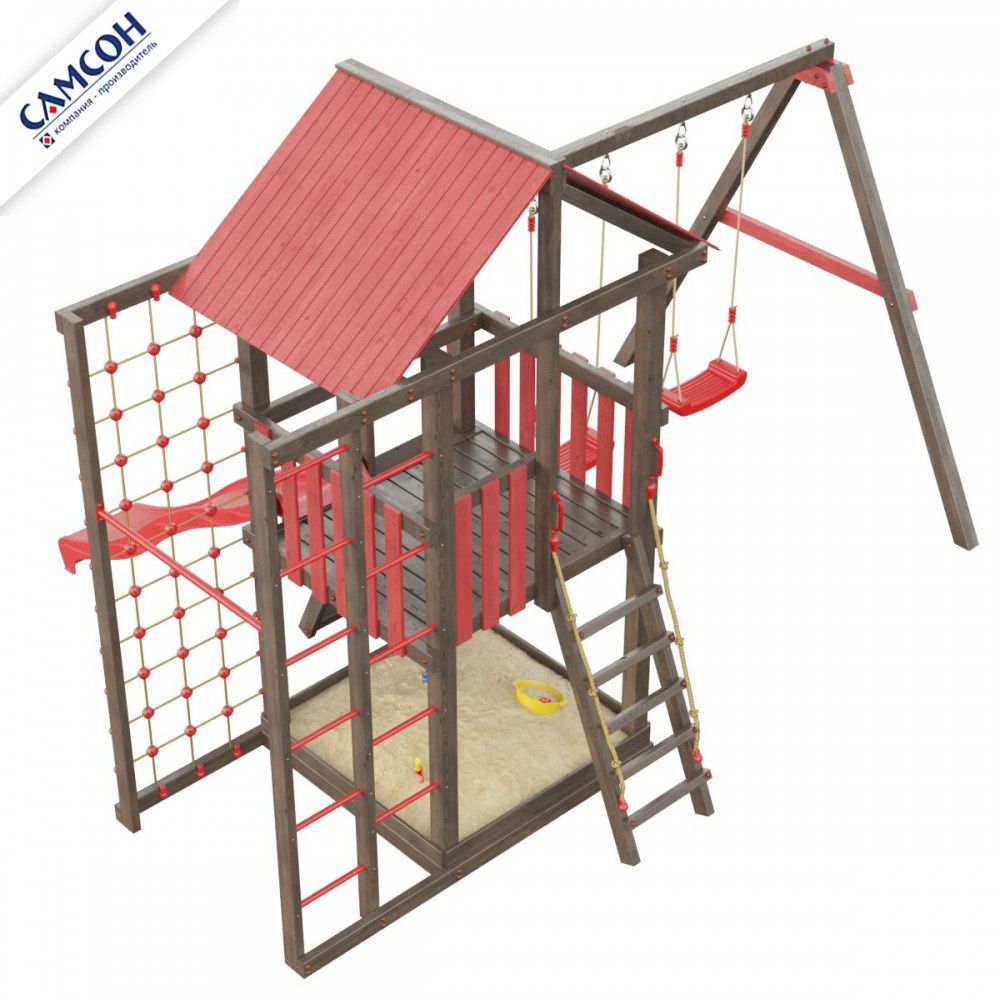 Детская деревянная игровая площадка Самсон Сибирика Спорт (Umbra-Carmine)