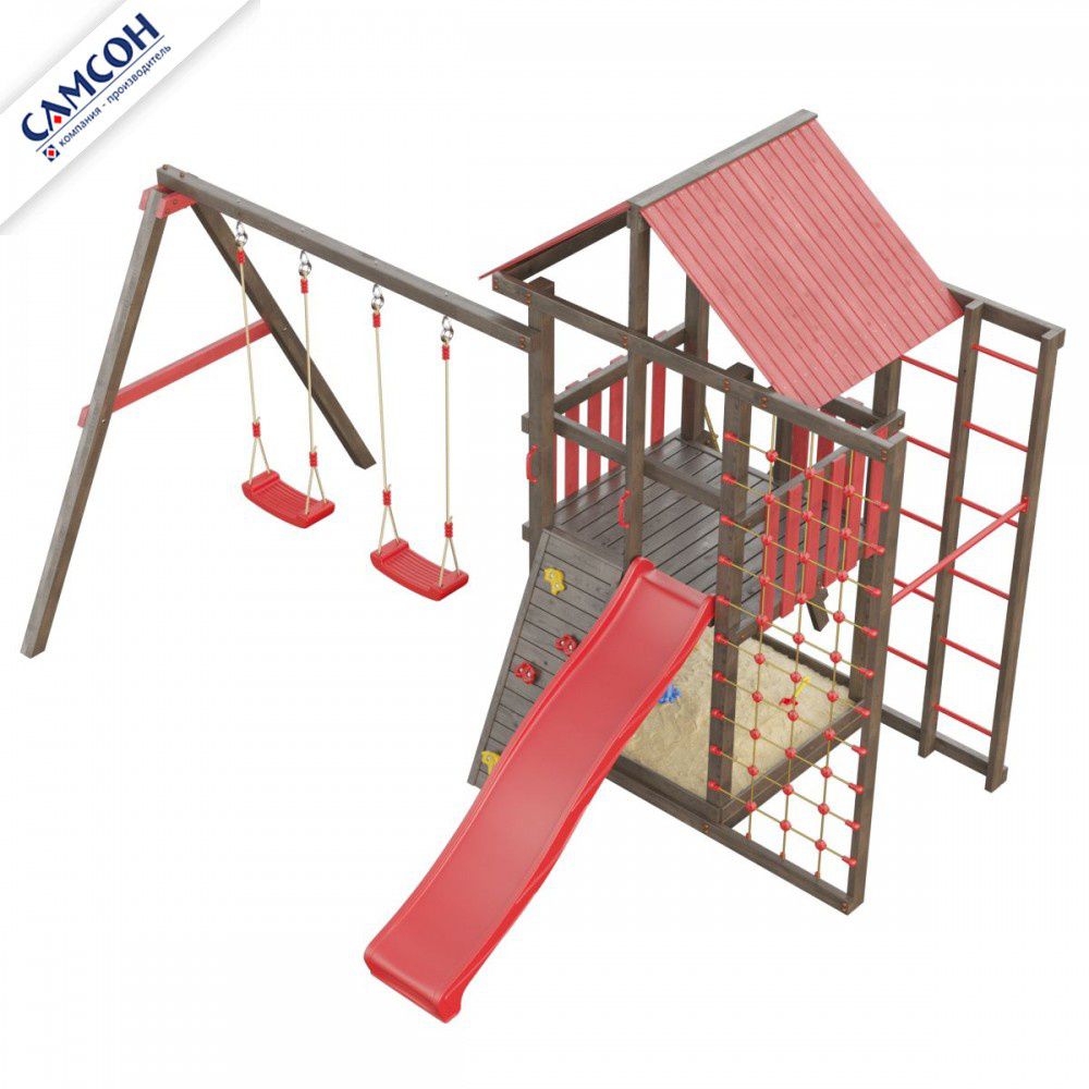 Детская деревянная игровая площадка Самсон Сибирика Спорт (Umbra-Carmine)