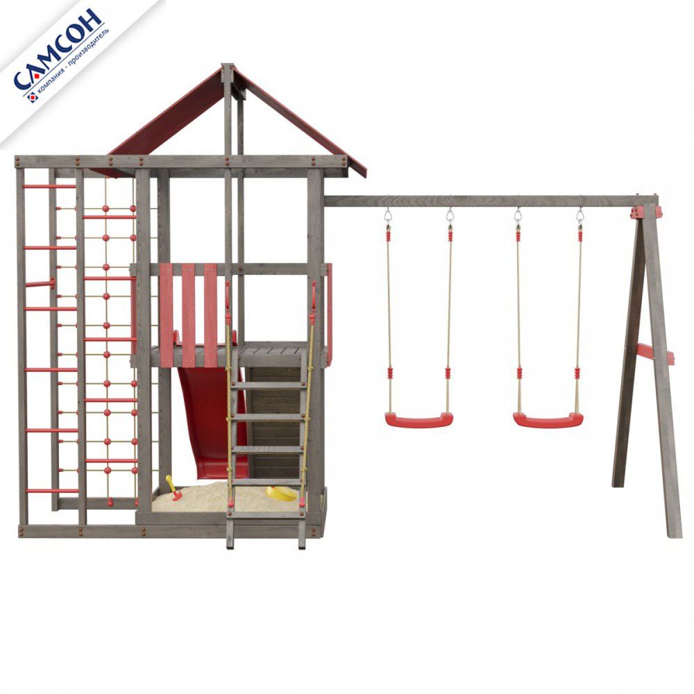 Детская деревянная игровая площадка Самсон Сибирика Спорт (Umbra-Carmine)