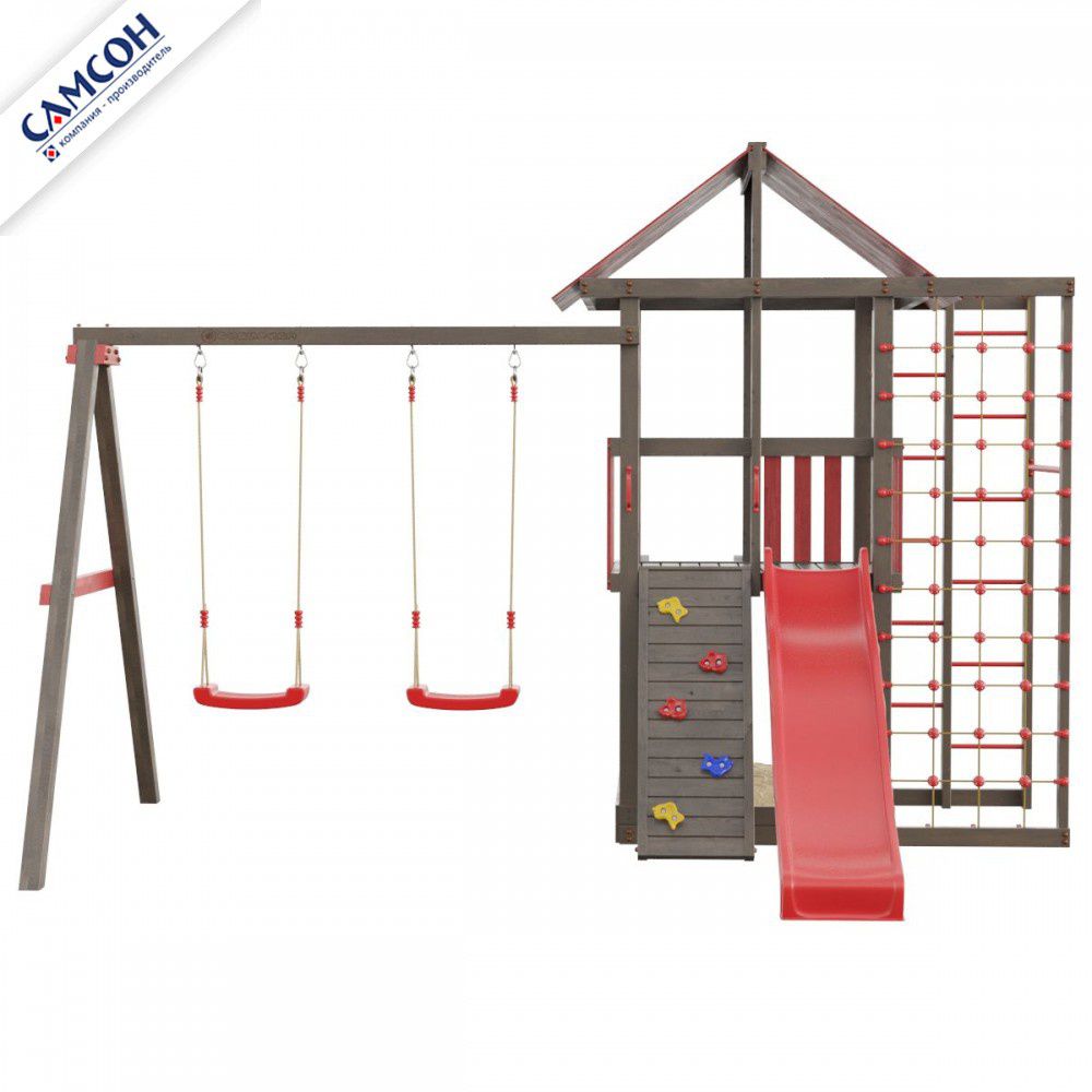 Детская деревянная игровая площадка Самсон Сибирика Спорт (Umbra-Carmine)