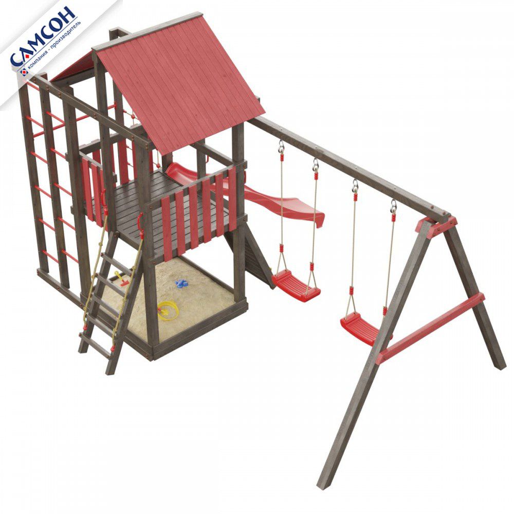 Детская деревянная игровая площадка Самсон Сибирика Спорт (Umbra-Carmine)