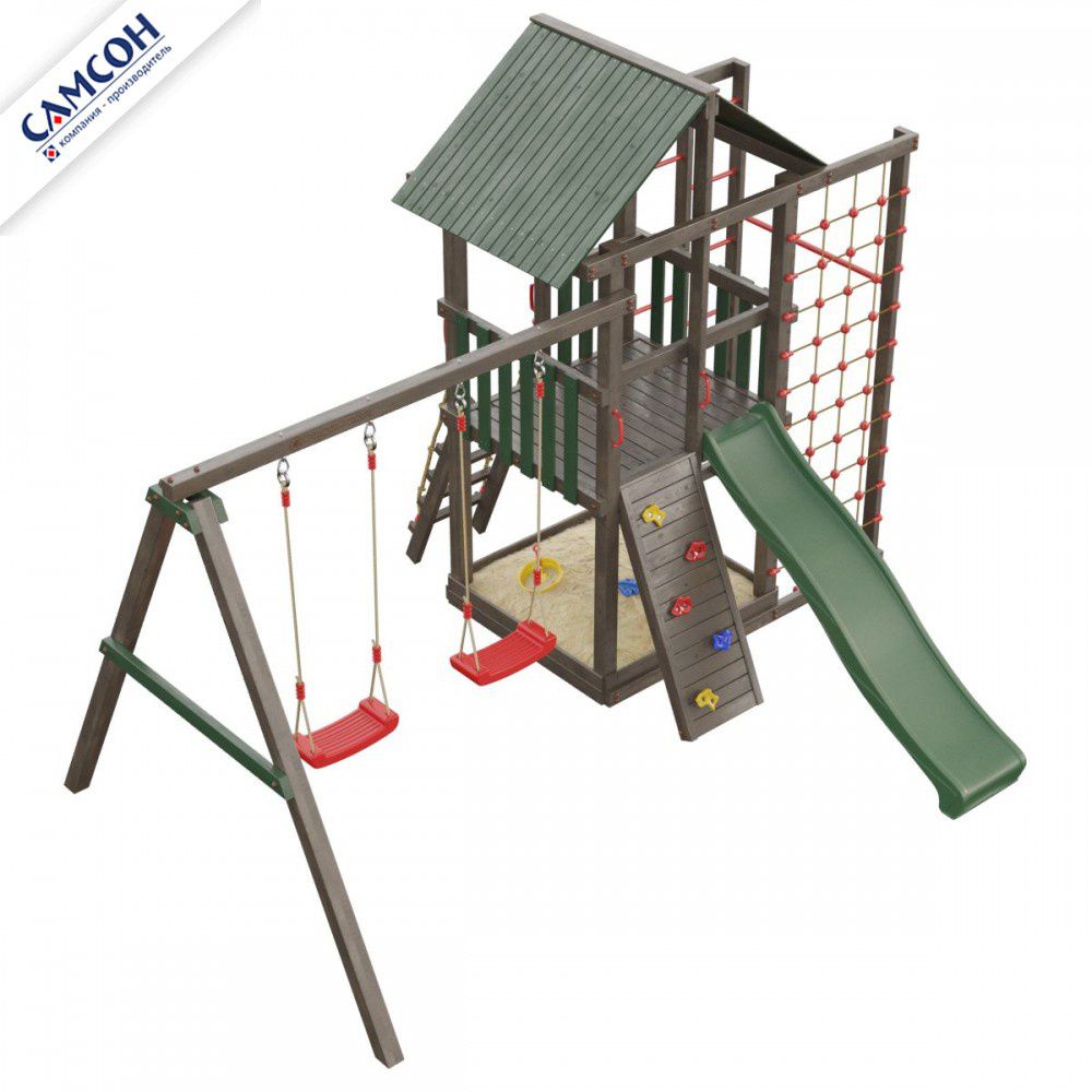 Детская деревянная игровая площадка Самсон Сибирика Спорт (Umbra-Emerald)