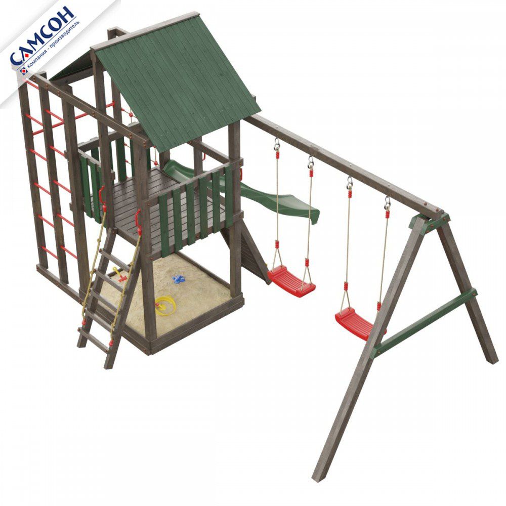 Детская деревянная игровая площадка Самсон Сибирика Спорт (Umbra-Emerald)