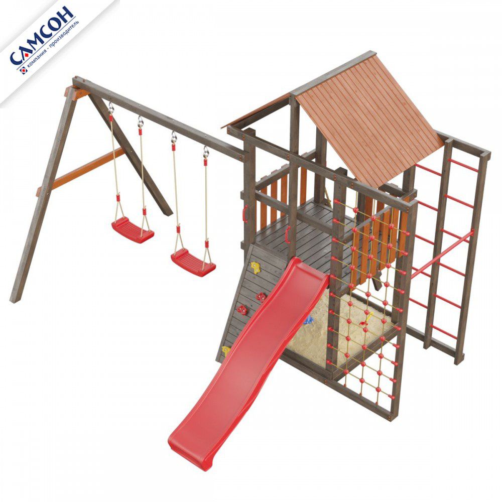 Детская деревянная игровая площадка Самсон Сибирика Спорт (Umbra-Terracotta)