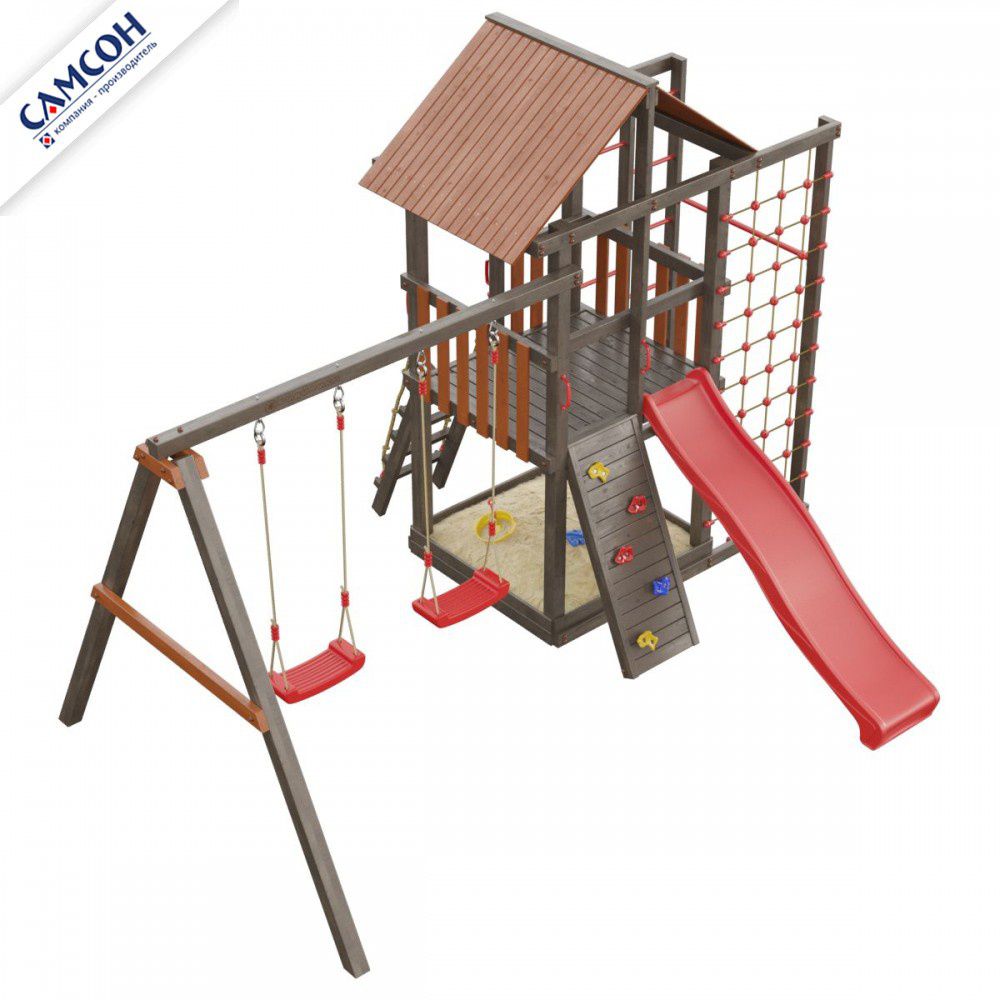 Детская деревянная игровая площадка Самсон Сибирика Спорт (Umbra-Terracotta)