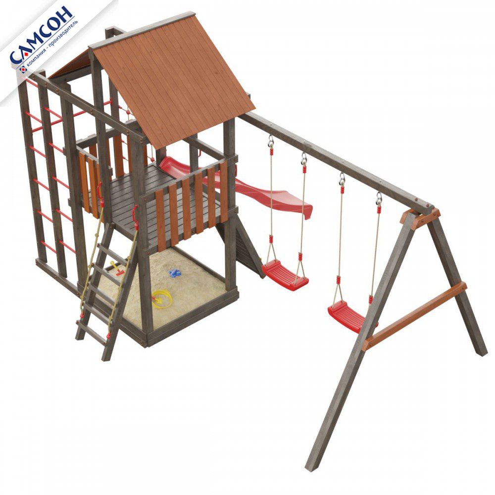 Детская деревянная игровая площадка Самсон Сибирика Спорт (Umbra-Terracotta)