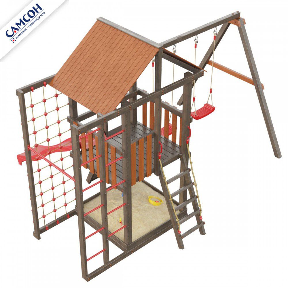 Детская деревянная игровая площадка Самсон Сибирика Спорт (Umbra-Terracotta)