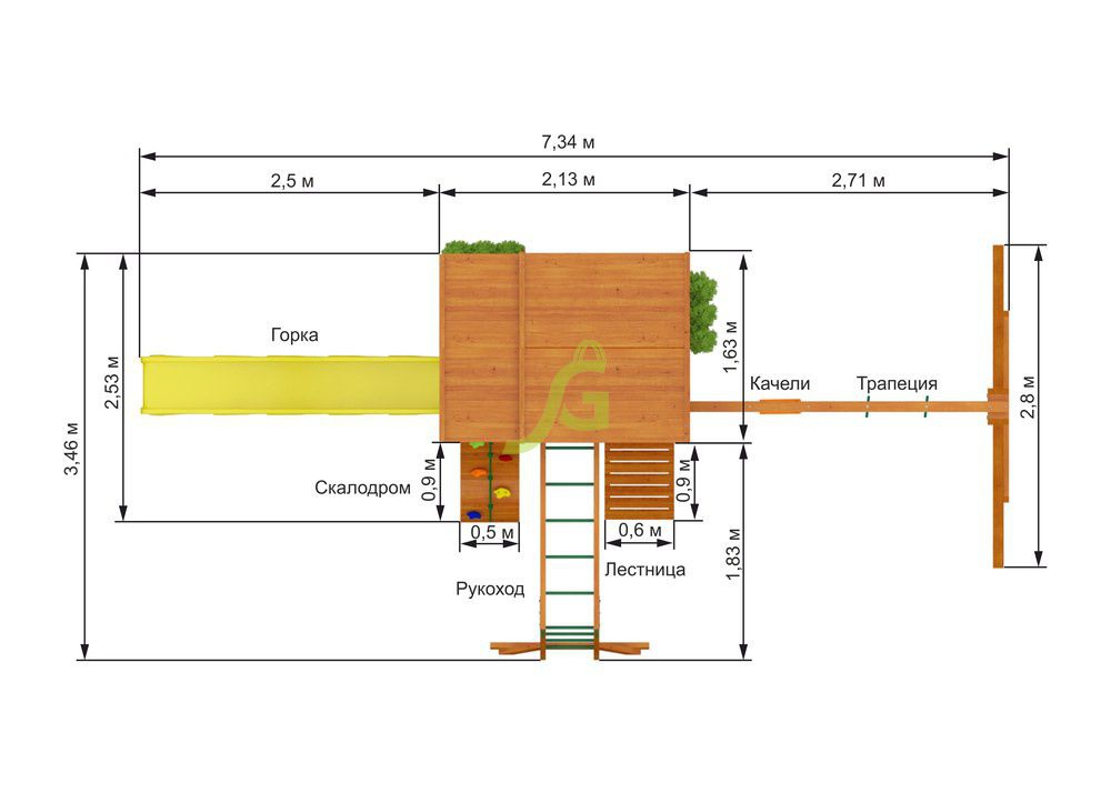 Детская игровая площадка Igragrad Клубный домик 2 с рукоходом