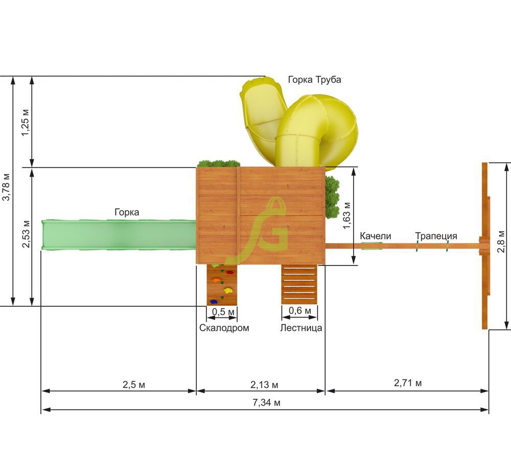 Детская игровая площадка Igragrad Клубный домик 2 с трубой