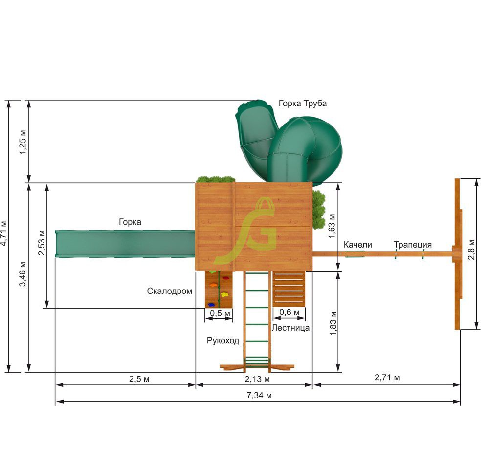 Детская игровая площадка Igragrad Клубный домик 2 с трубой и рукоходом