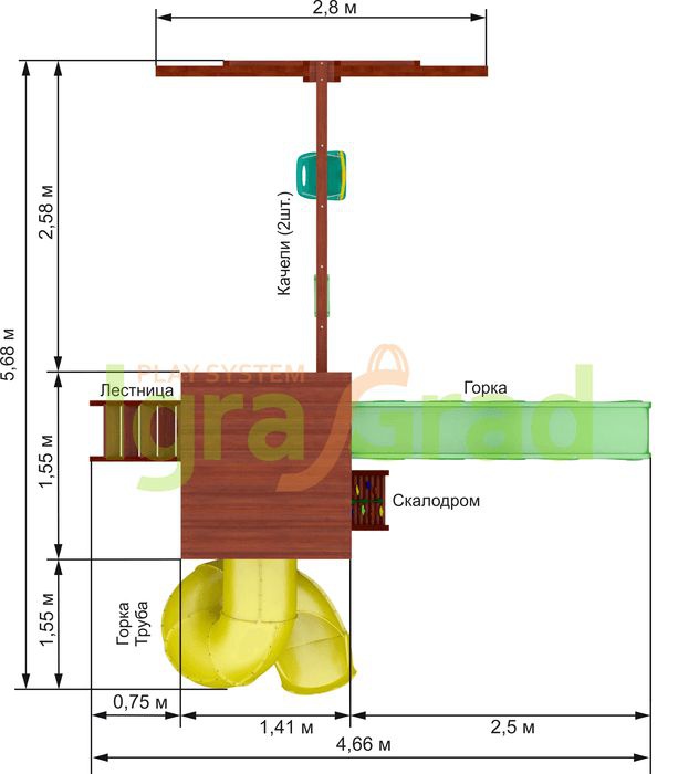 Детская игровая площадка Igragrad Панда Фани с винтовой трубой