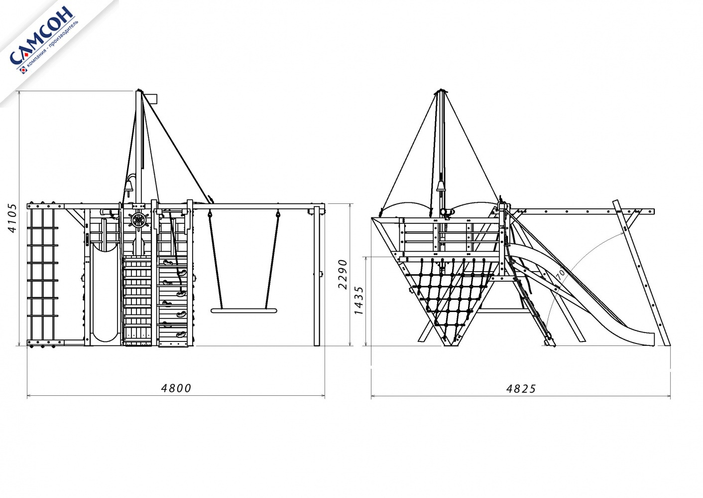 Детская игровая площадка корабль Самсон Фрегат
