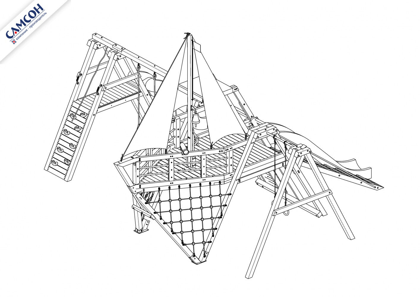 Детская игровая площадка корабль Самсон Каравелла