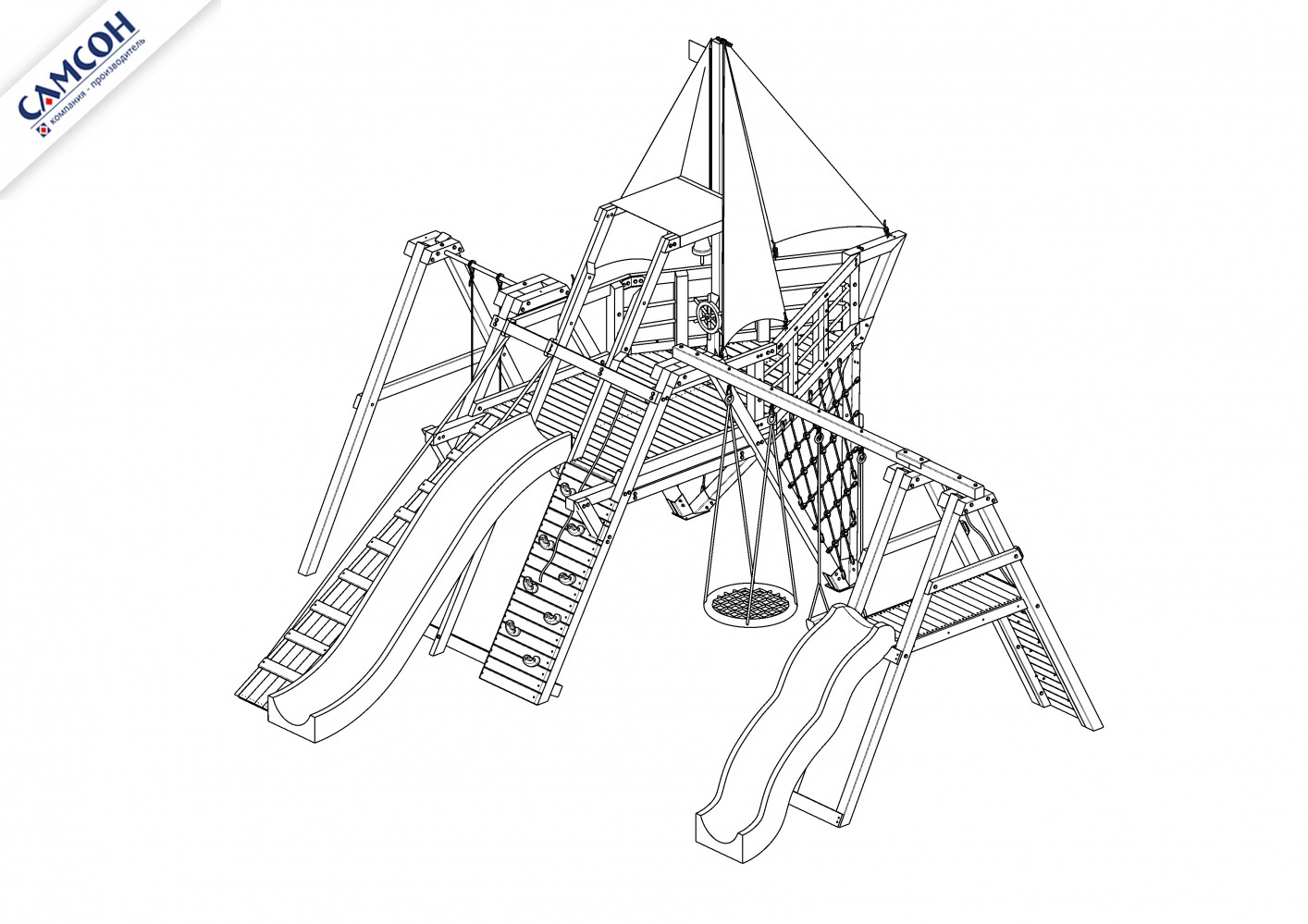 Детская игровая площадка корабль Самсон Каравелла