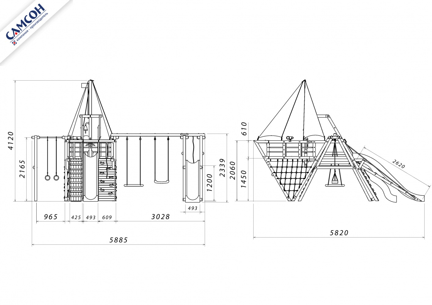 Детская игровая площадка корабль Самсон Каравелла