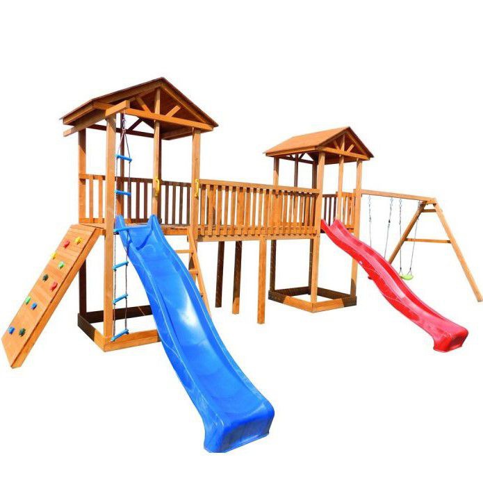 Детская площадка Можга Спортивный городок 6 с качелями и широким скалодромом