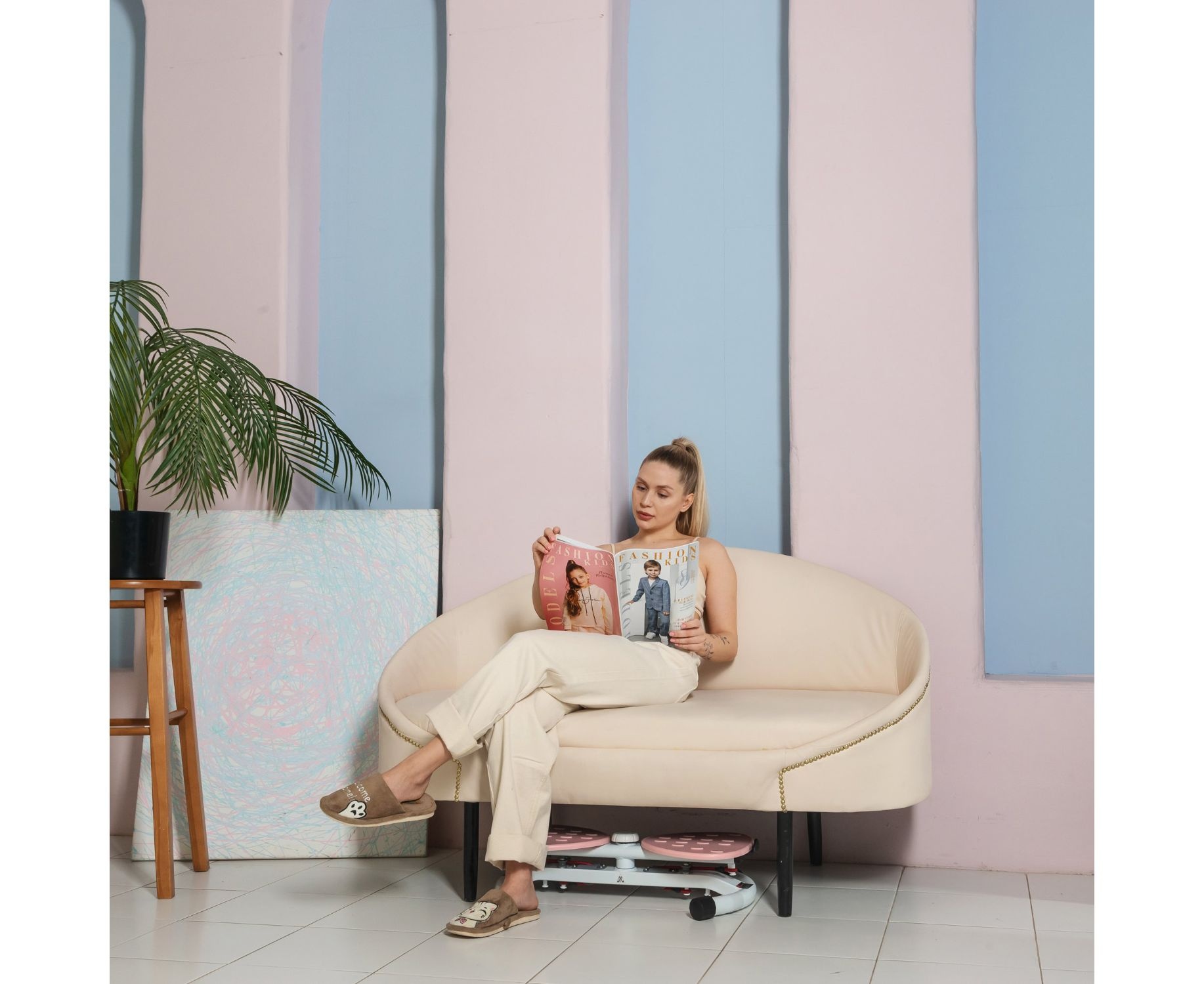 Фитнес платформа DFC Twister Bow с эспандерами (розовая)