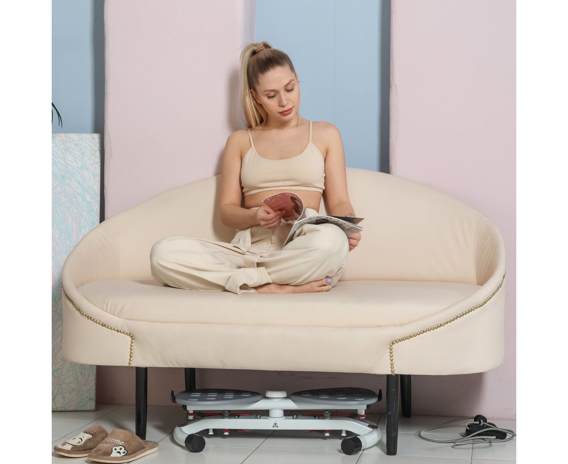 Фитнес платформа DFC Twister Bow с эспандерами (серая)