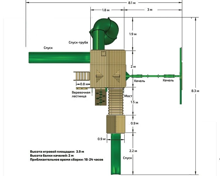 Детская деревянная площадка Горец 3