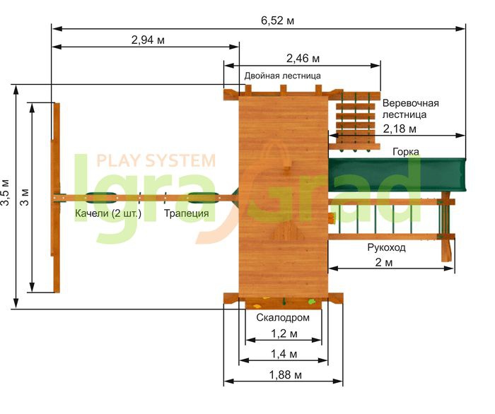 Детская игровая площадка Igragrad Крепость Фани с рукоходом (Дерево)
