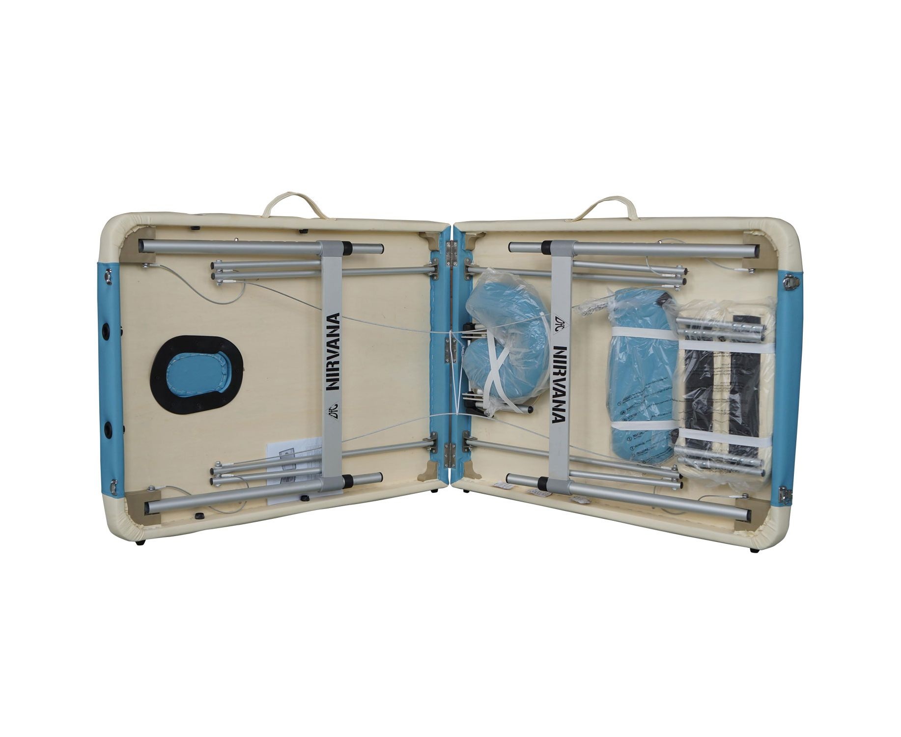 Массажный стол DFC NIRVANA Elegant DELUXE цвет голубой и бежевым