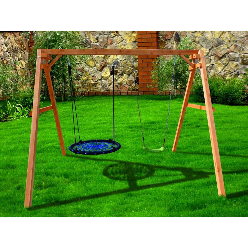 Деревянные качели Можга с качелями гнездо 100 см