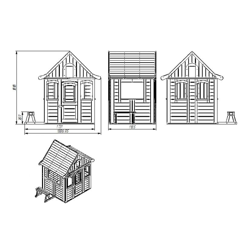 Детский домик Можга Цветочный c кухней и цветочницами