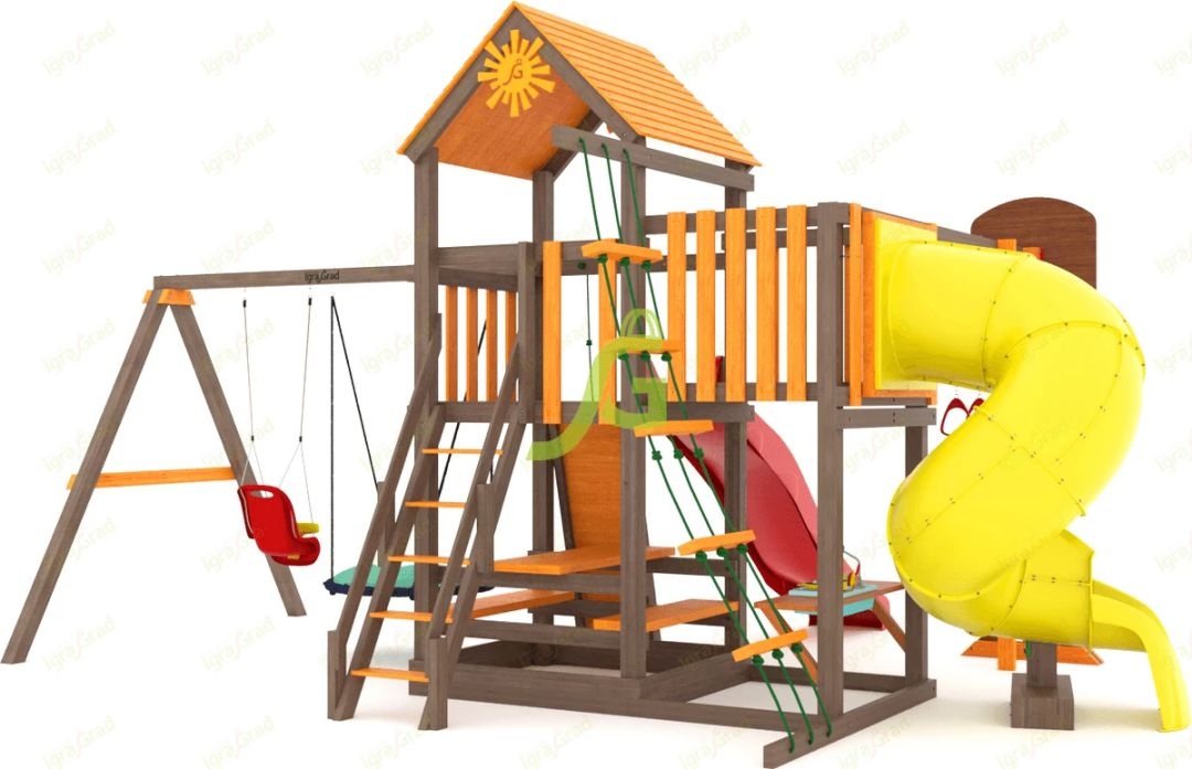 Детская игровая площадка для дачи Igragrad Панда Фани с балконом и трубой