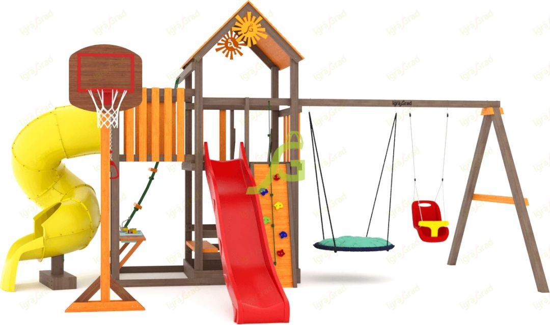 Детская игровая площадка Igragrad Панда Фани с балконом и трубой - купить с  доставкой и установкой в Москве и МО