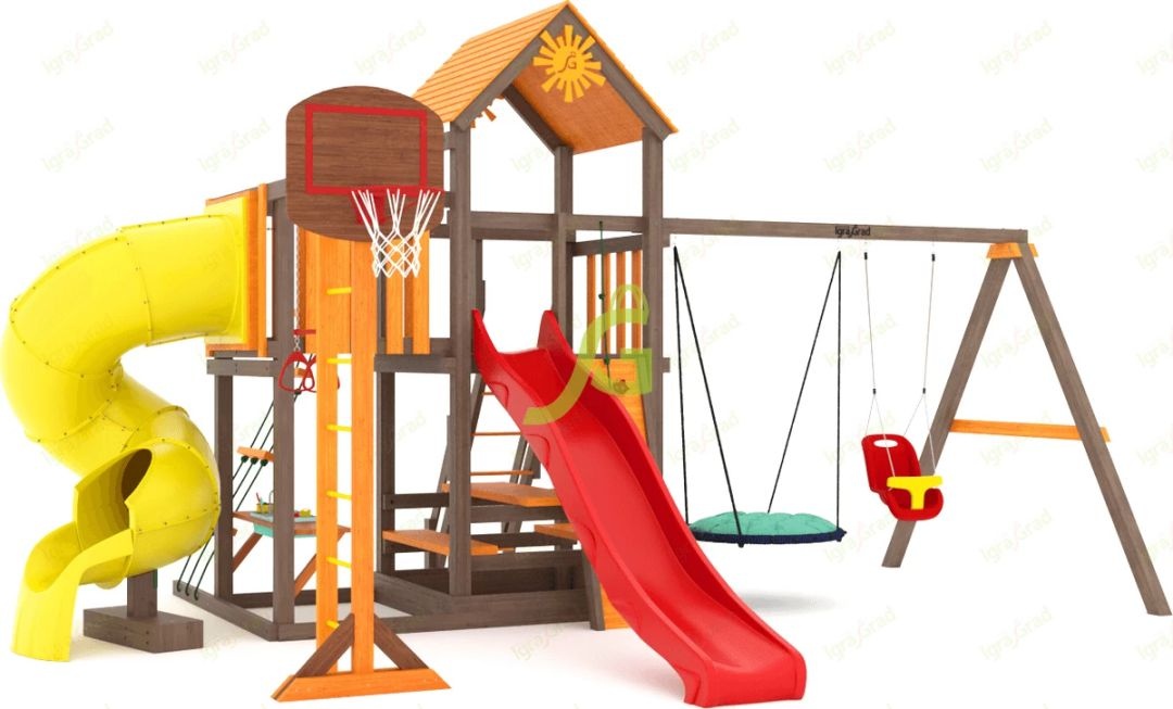 Детская игровая площадка для дачи Igragrad Панда Фани с балконом и трубой