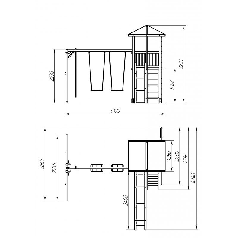 Детская площадка Можга Спортивный городок 1 с качелями крыша тент