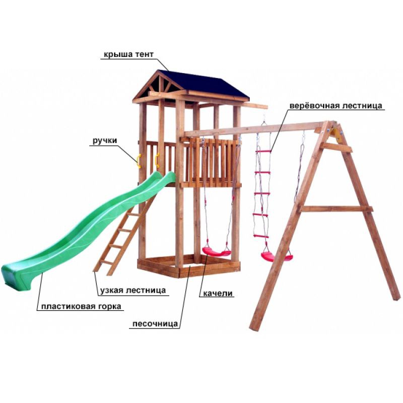 Детская площадка Можга Спортивный городок 1 с качелями крыша тент