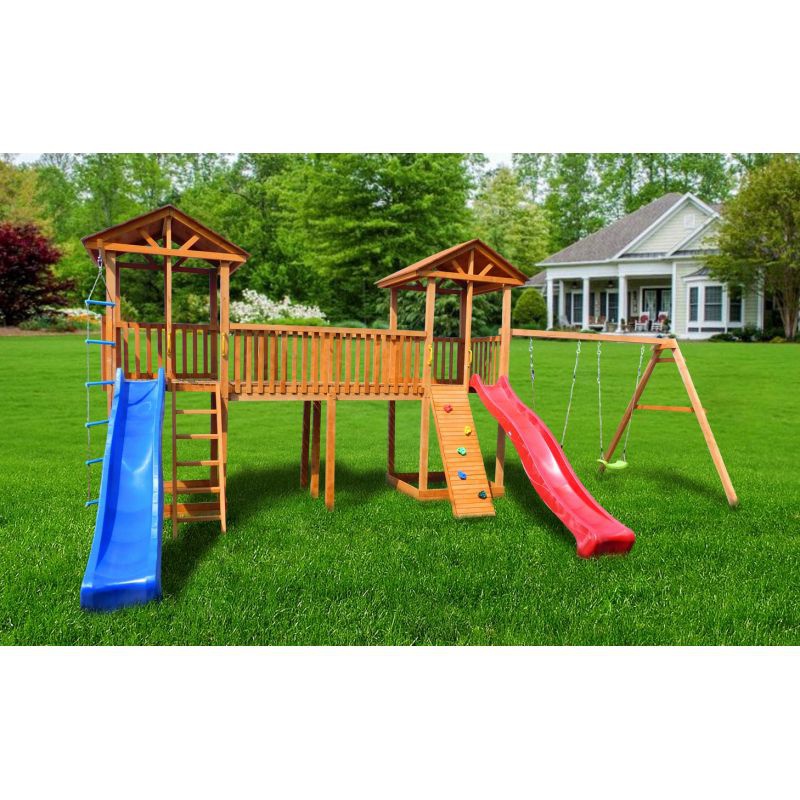 Детская площадка Можга Спортивный городок 6 с качелями и узким скалодромом