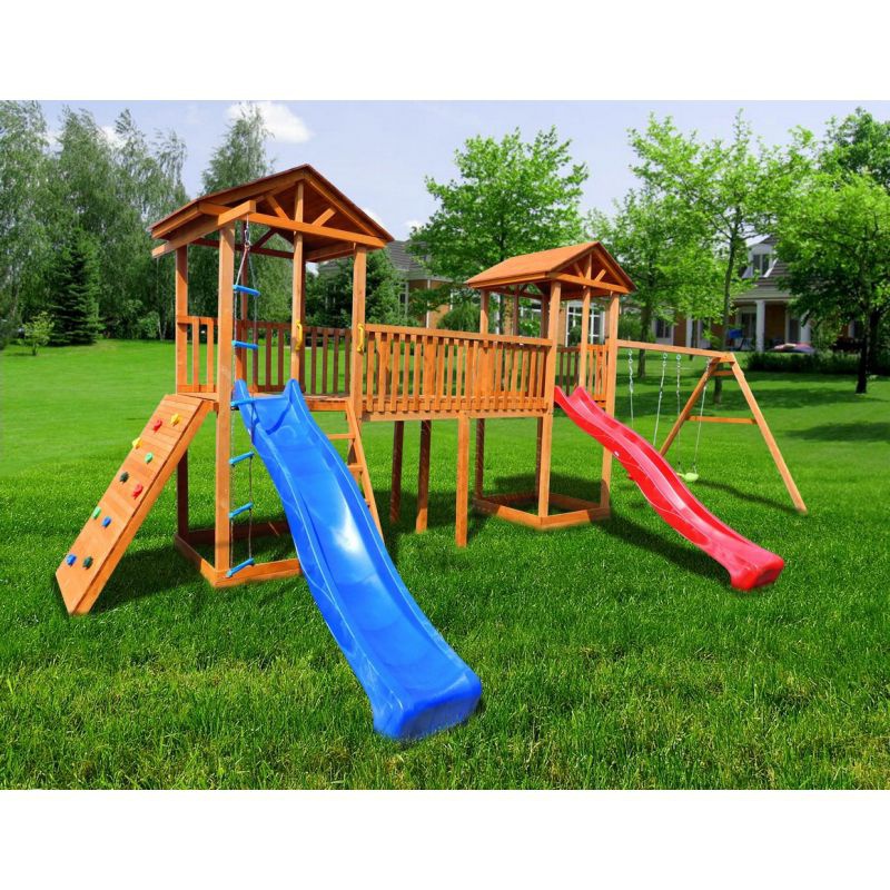 Детская площадка Можга Спортивный городок 6 с качелями и широким скалодромом