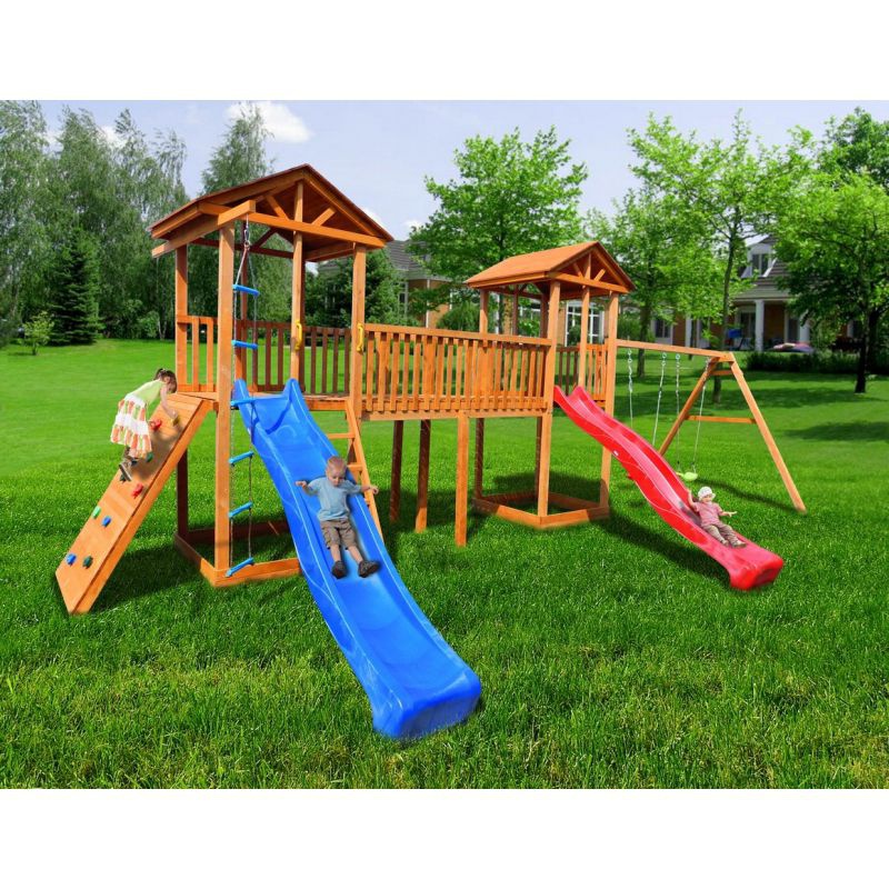 Детская площадка Можга Спортивный городок 6 с качелями и широким скалодромом