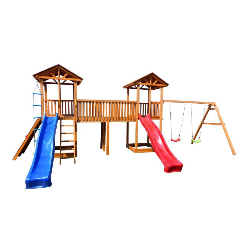 Детская площадка Можга Спортивный городок 6 с качелями и широким скалодромом