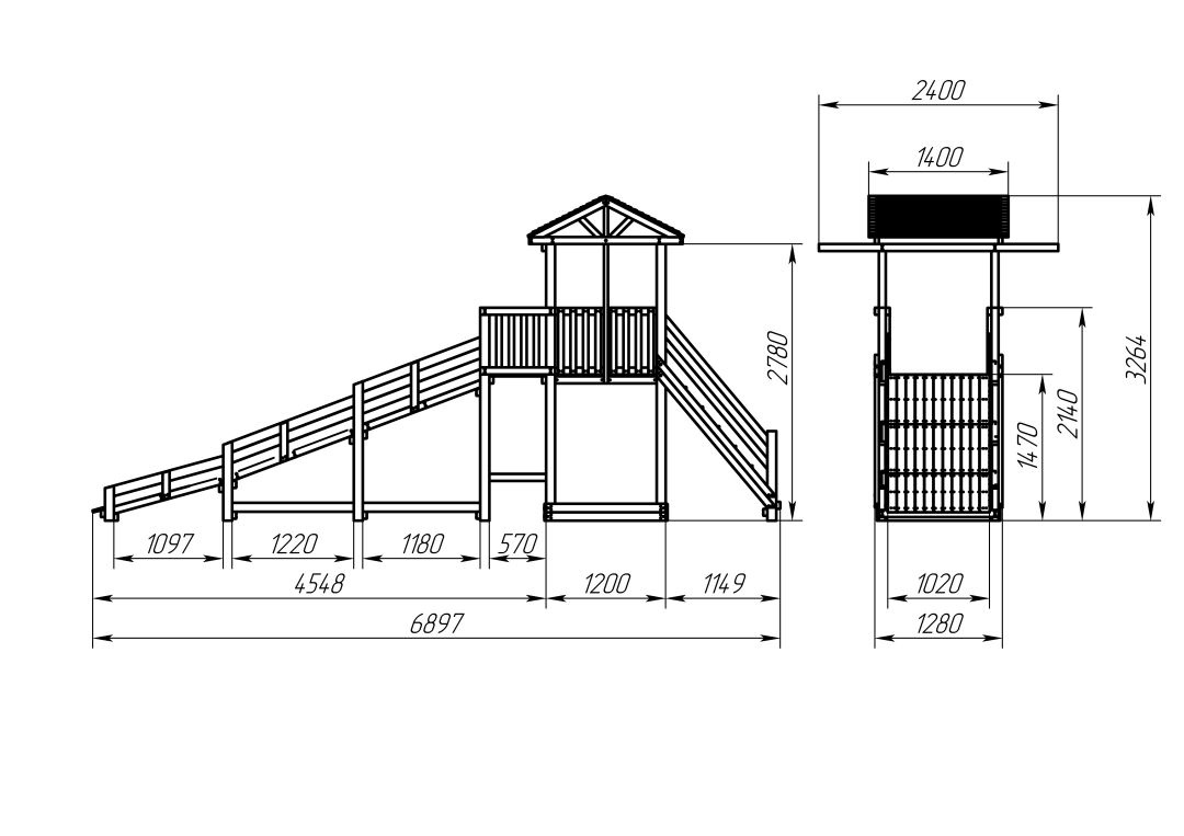 Чертеж деревянной детской площадки