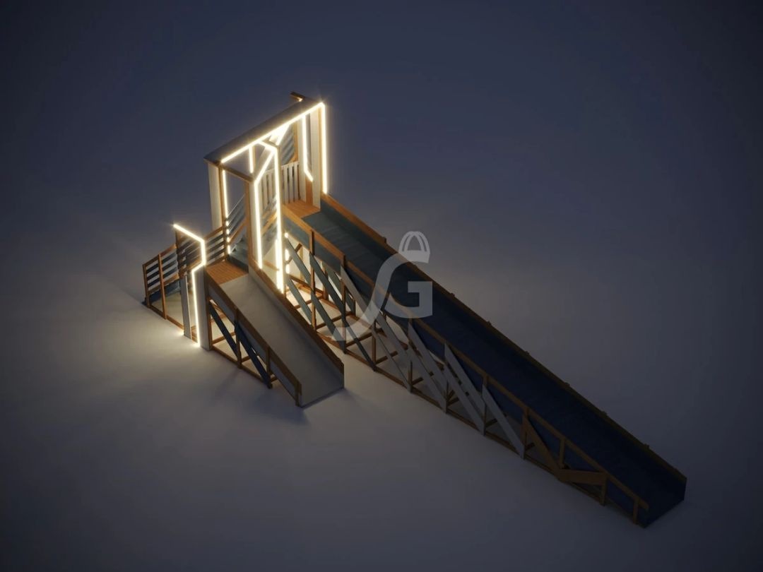 Зимняя деревянная горка IgraGrad Snow Fox 12 м с двумя скатами мод 3