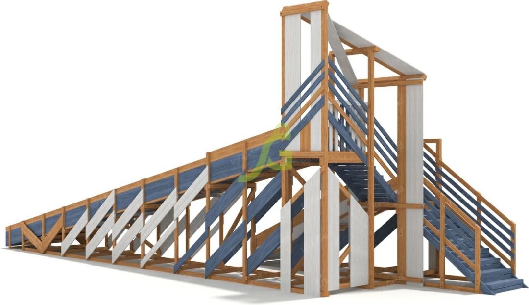 Зимняя деревянная горка IgraGrad Snow Fox 12 м с двумя скатами мод 3