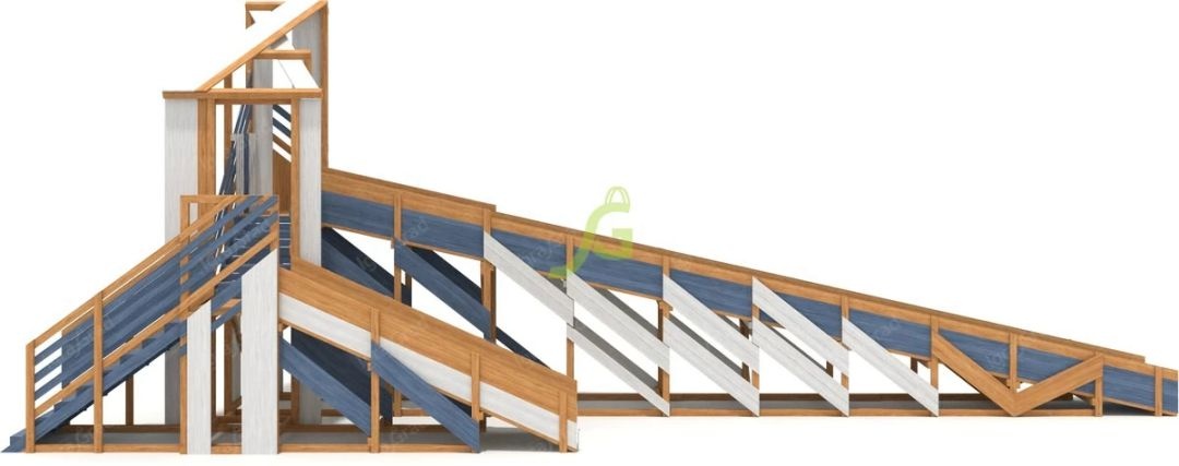 Зимняя деревянная горка IgraGrad Snow Fox 12 м с двумя скатами мод 3