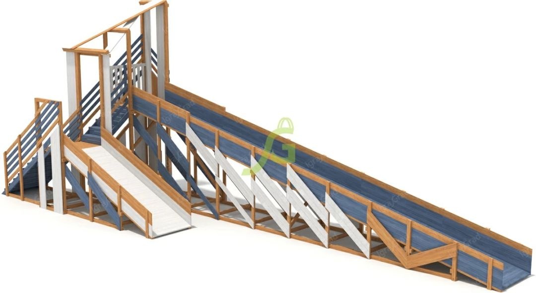 Зимняя деревянная горка IgraGrad Snow Fox 12 м с двумя скатами мод 3