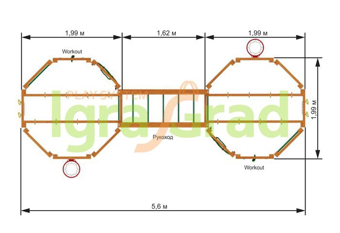 Спортивный игровой комплекс Igragrad WorkOut Double