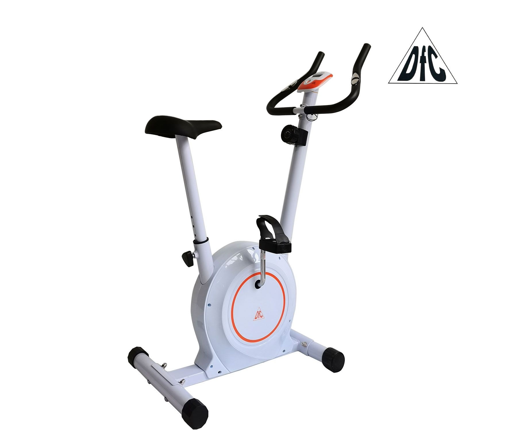 Велотренажер DFC B504BWO магнитный (белый корпус оранжевая полоса)