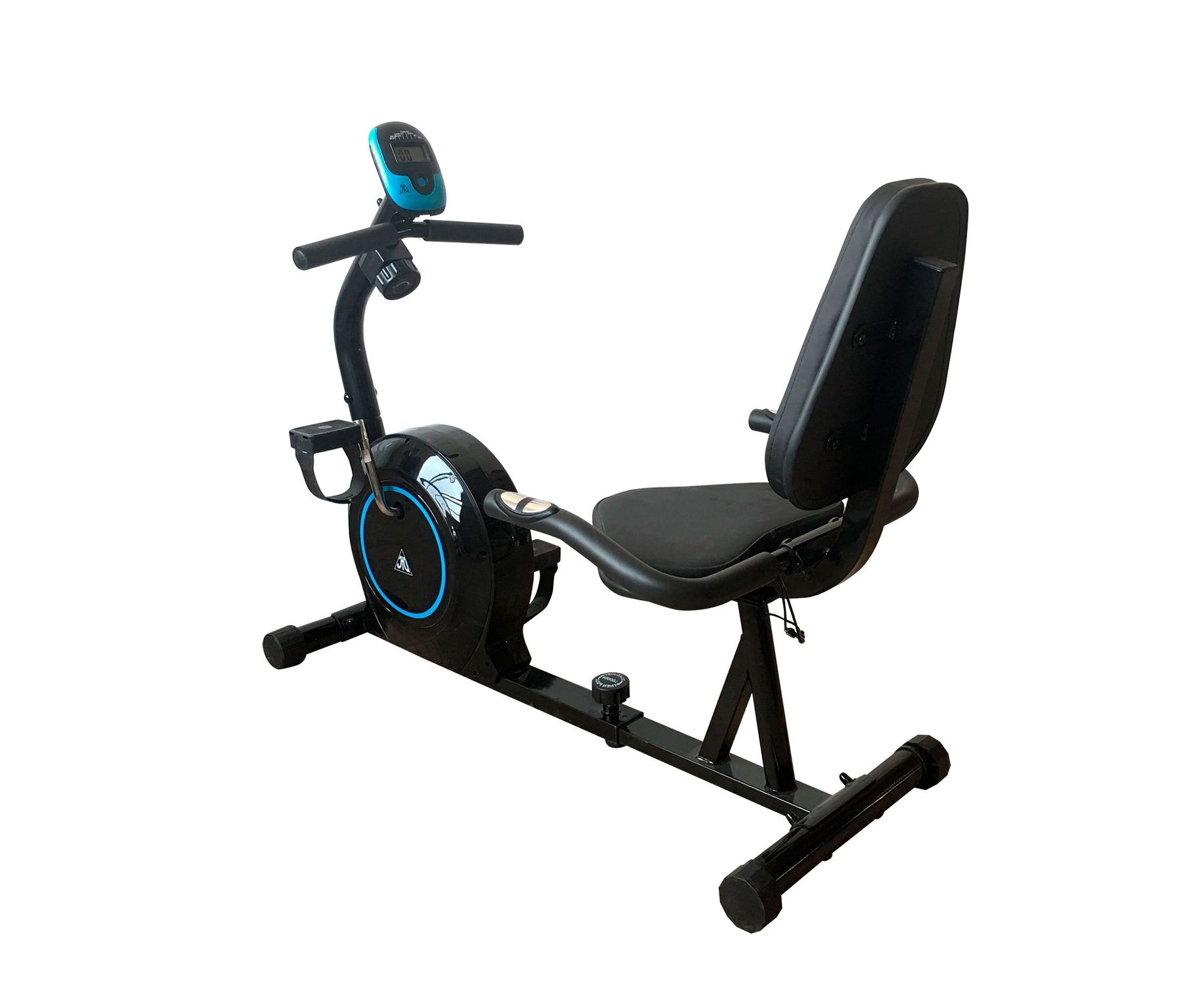 Велотренажер DFC B504R магнитный (черный корпус голубая полоса)