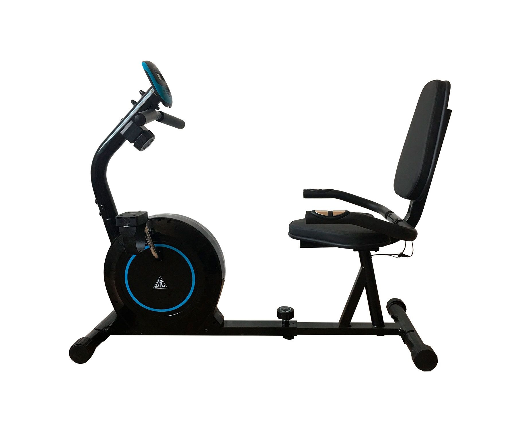 Велотренажер DFC B504R магнитный (черный корпус голубая полоса)