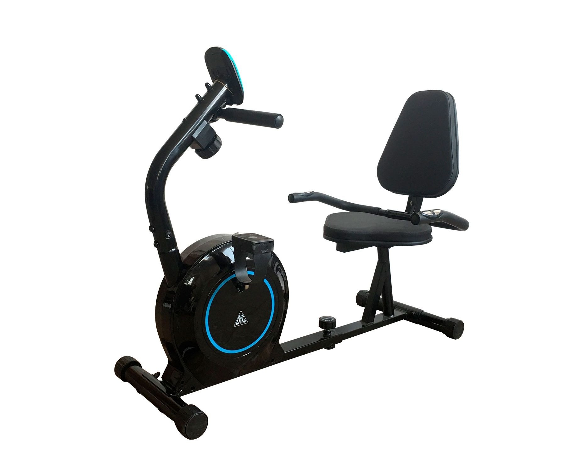 Велотренажер DFC B504R магнитный (черный корпус голубая полоса)