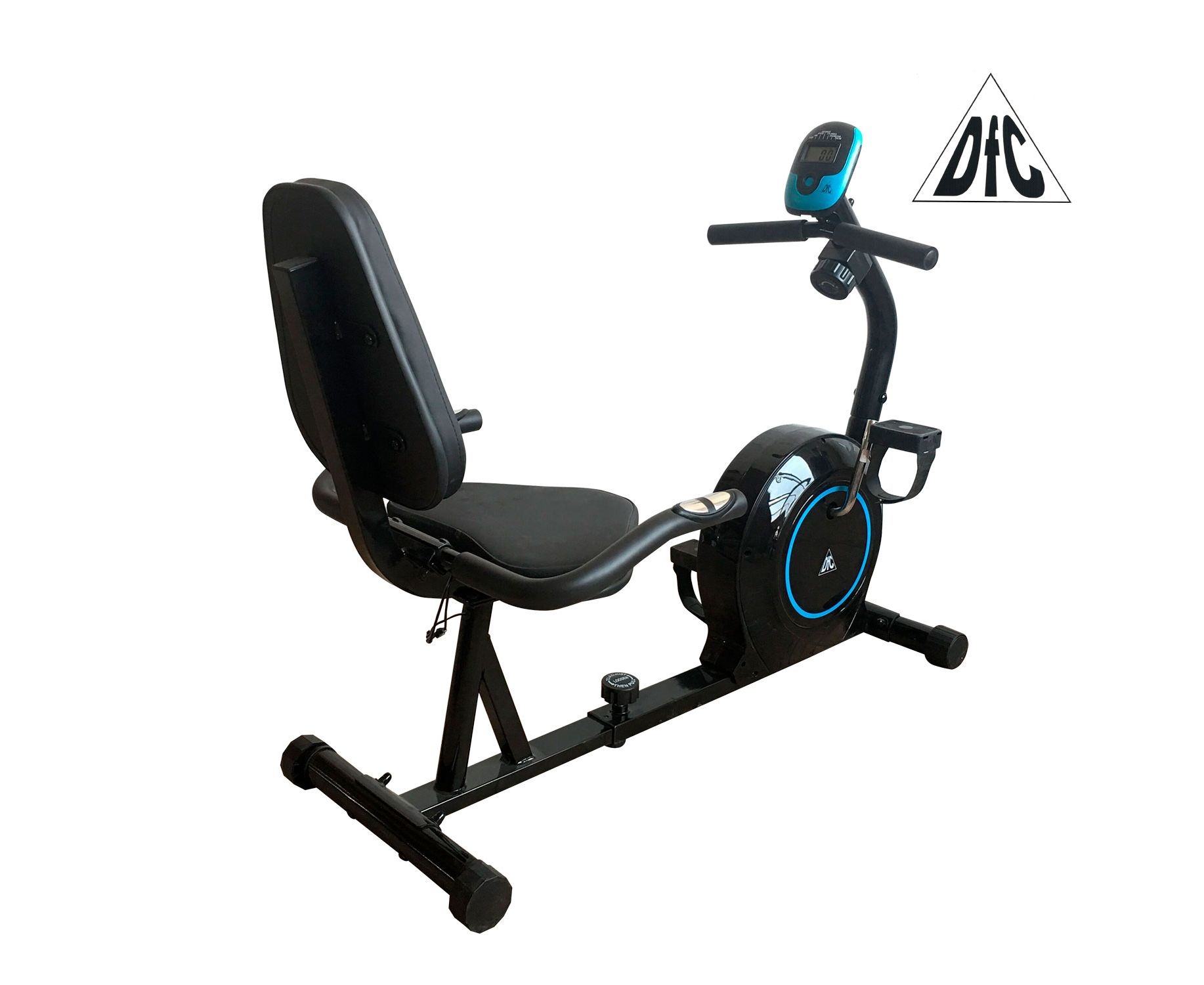 Велотренажер DFC B504R магнитный (черный корпус голубая полоса)